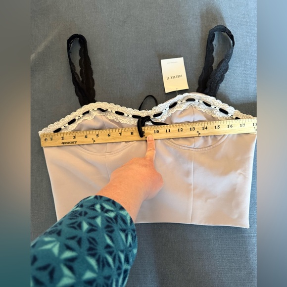 Forever 21 Womens Purple Corset Tank Top SZ LG Lace Straps Bow Adjustable New - Picture 8 of 9